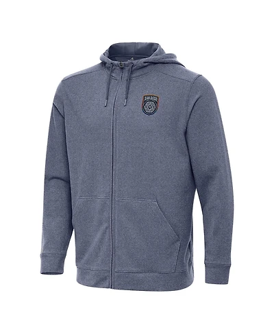 Antigua Men's Heather Navy San Diego Fc Effortless Full-Zip Hoodie Jacket