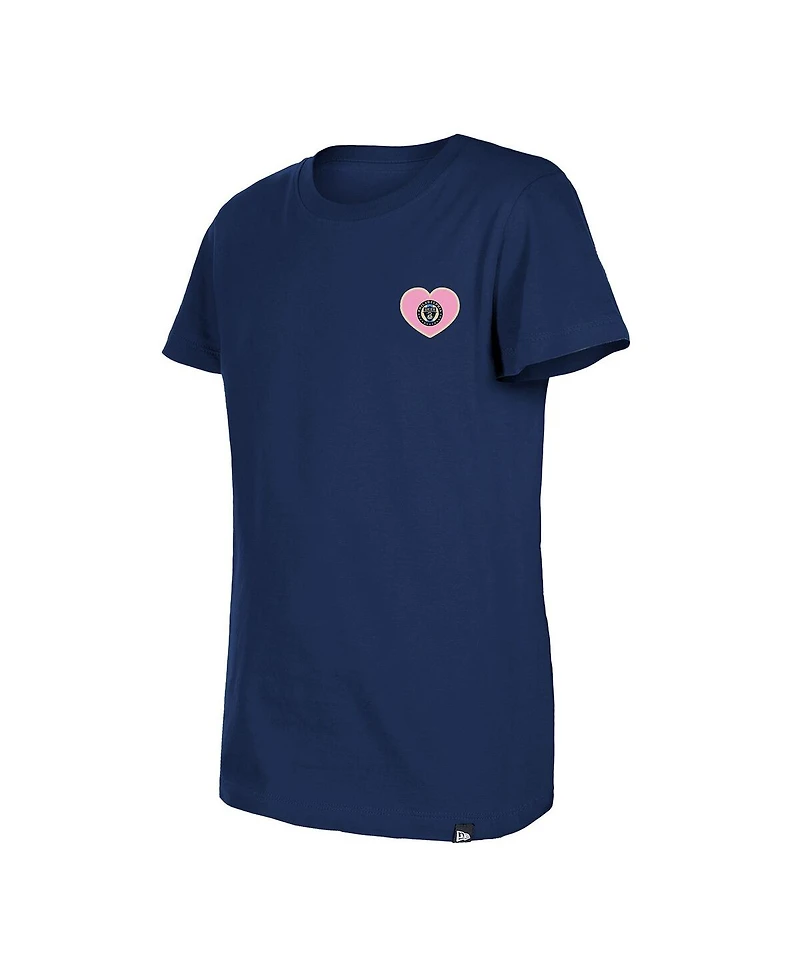 New Era Big Girls Navy Philadelphia Union Bubble Heart T-Shirt