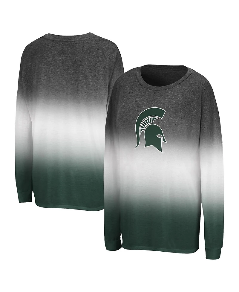 Colosseum Women's Black Michigan State Spartans Winkle Dip Dye Long Sleeve T-Shirt