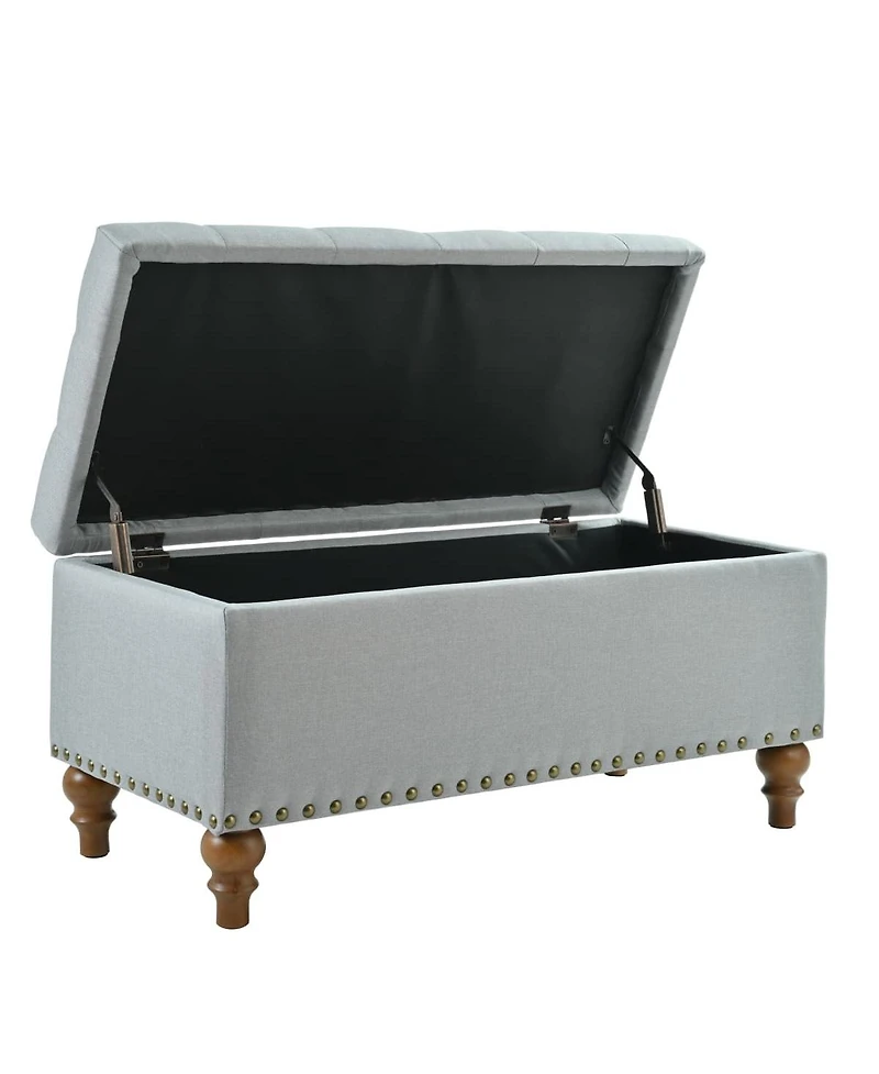 Tufted Upholstered Storage Ottoman Bench with Nailhead Trim and Hinged Lid for Bedroom Living Room Entryway Multi Purpose Use-The Pop Home