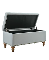 Tufted Upholstered Storage Ottoman Bench with Nailhead Trim and Hinged Lid for Bedroom Living Room Entryway Multi Purpose Use-The Pop Home
