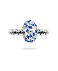 Bling Jewelry Set of 2 Stripe Pave Crystal Charm Beads for European Bracelets