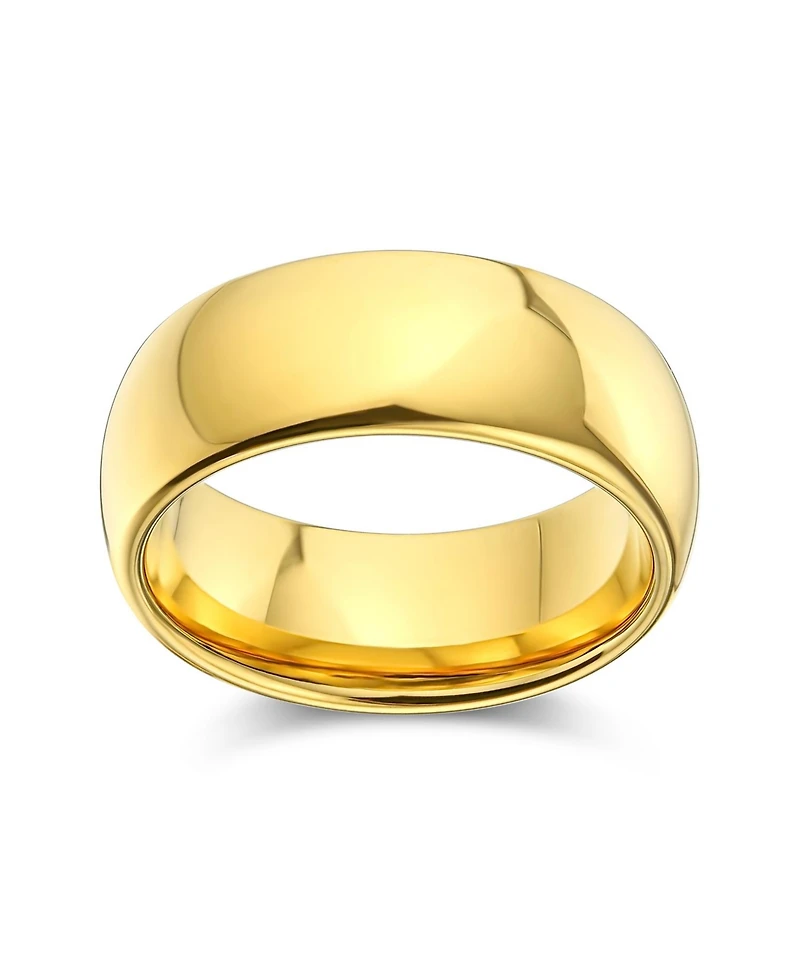 Bling Jewelry Plain Simple Wide Dome Silver Black Gold Plated Titanium Band Ring Comfort Fit 8MM