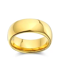 Bling Jewelry Plain Simple Wide Dome Silver Black Gold Plated Titanium Band Ring Comfort Fit 8MM