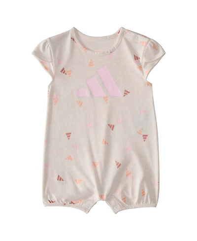 adidas Baby Girls Short Sleeve Printed Heather Shortie Romper