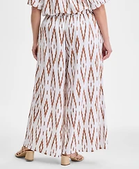 Vince Camuto Plus Printed Gathered Wide-Leg Pants