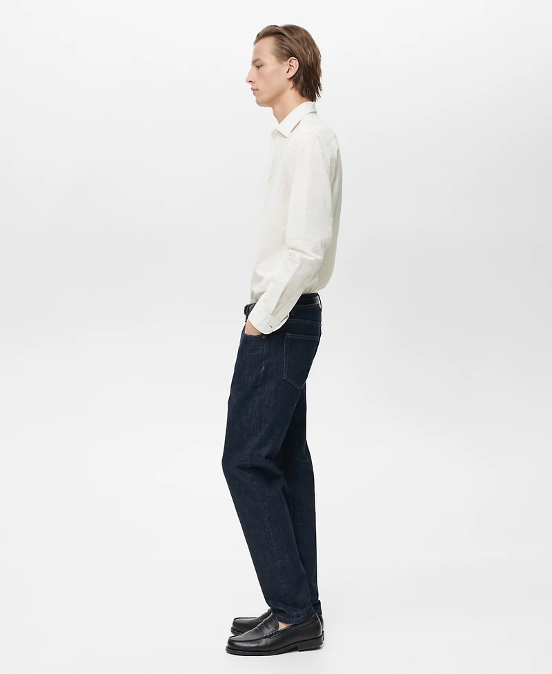 Mango Men's Slim-Fit Striped Seersucker Shirt