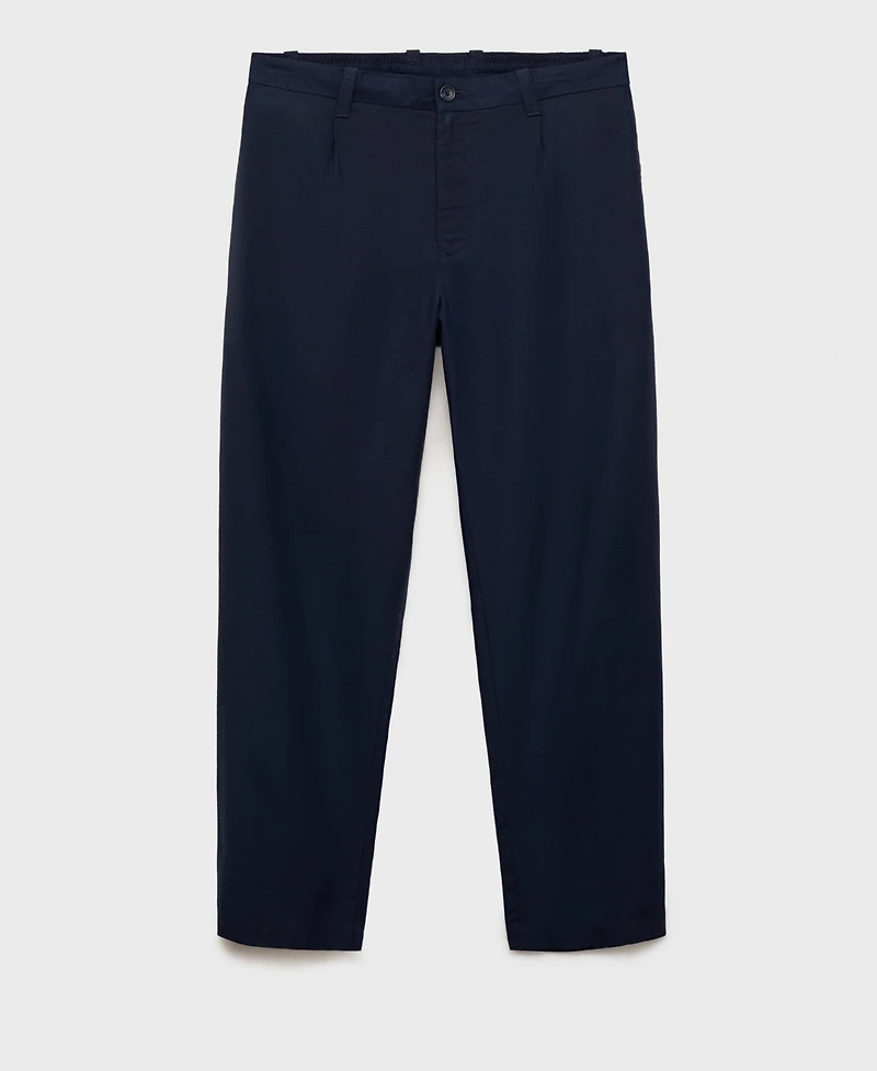 Mango Men's Regular-Fit Linen-Blend Pants