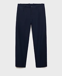 Mango Men's Regular-Fit Linen-Blend Pants