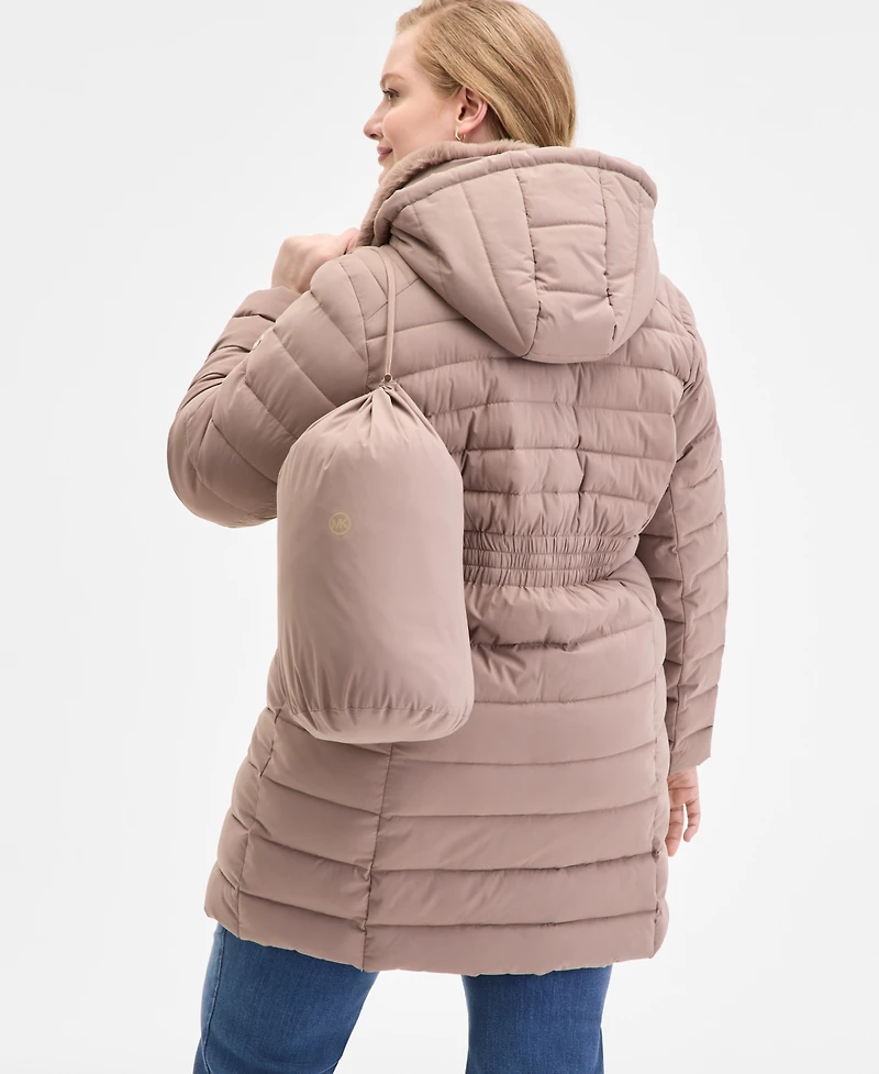 Michael Michael Kors Plus Size Faux-Fur-Trim Hooded Puffer Coat