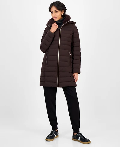 Michael Michael Kors Women's Faux-Fur-Collar Hooded Packable Puffer Coat