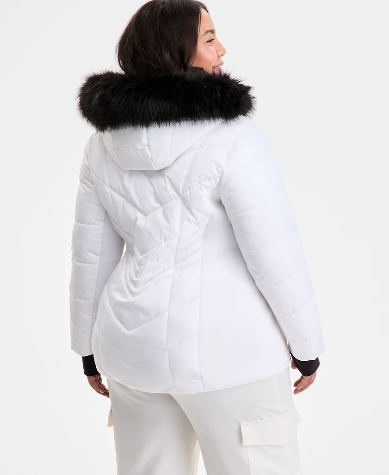 Michael Kors Plus Faux-Fur-Trim Hooded Puffer Coat, Exclusively at Macy's