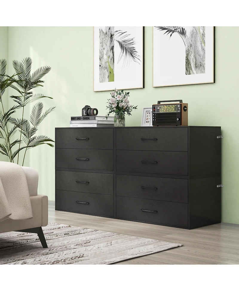 Stackable 2-Drawer Storage Cabinet with Handles for Entryway or Office Use