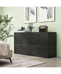 Stackable 2-Drawer Storage Cabinet with Handles for Entryway or Office Use