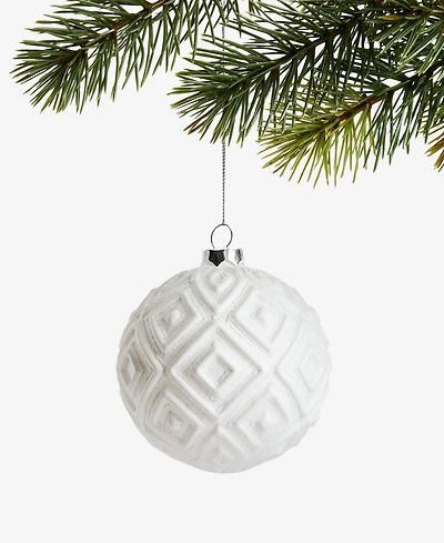 Holiday Lane Nordic Wonderland Glass White Ball Ornament, Macy's Exclusive