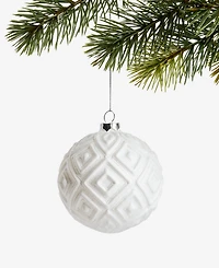 Holiday Lane Nordic Wonderland Glass White Ball Ornament, Macy's Exclusive