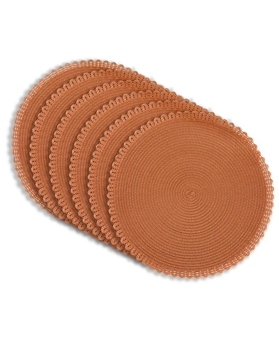 Dainty Home Chantilly 15" Round Woven Placemats Set of 6 - Durable, Reversible & Non-Slip Table Mats