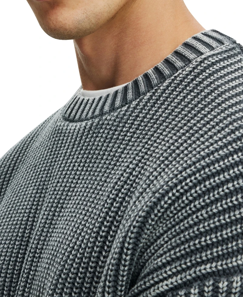 Cotton On Men's Washed Box Fit Crew Knit Sweater