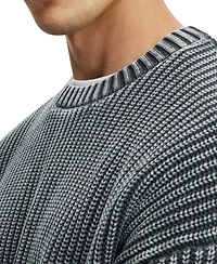 Cotton On Men's Washed Box Fit Crew Knit Sweater