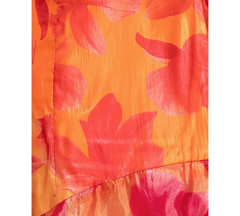 Xscape Plus Floral-Print Chiffon High-Low Dress