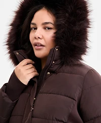 Michael Kors Plus Faux-Fur-Trim Hooded Puffer Coat, Exclusively at Macy's