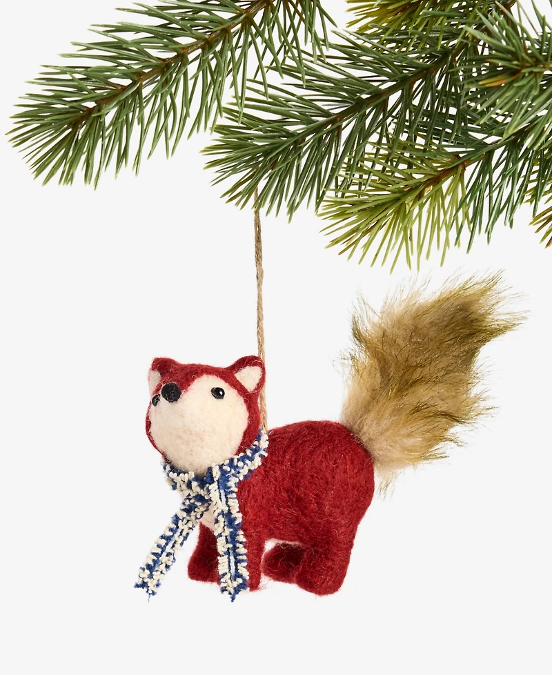 Holiday Lane Tiny Tidings Felted Fox Ornament, Macy's Exclusive