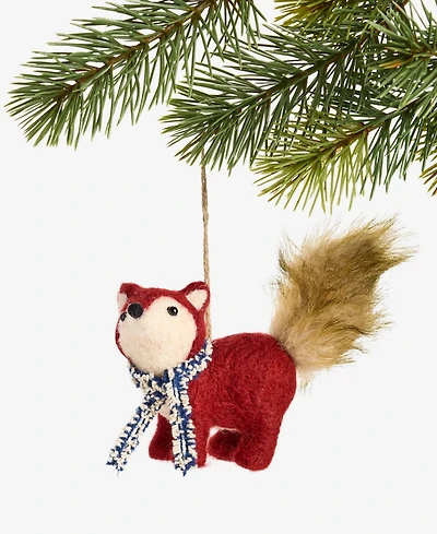 Holiday Lane Tiny Tidings Felted Fox Ornament, Macy's Exclusive