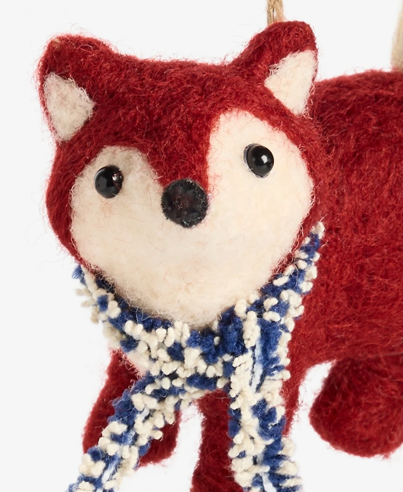 Holiday Lane Tiny Tidings Felted Fox Ornament, Macy's Exclusive