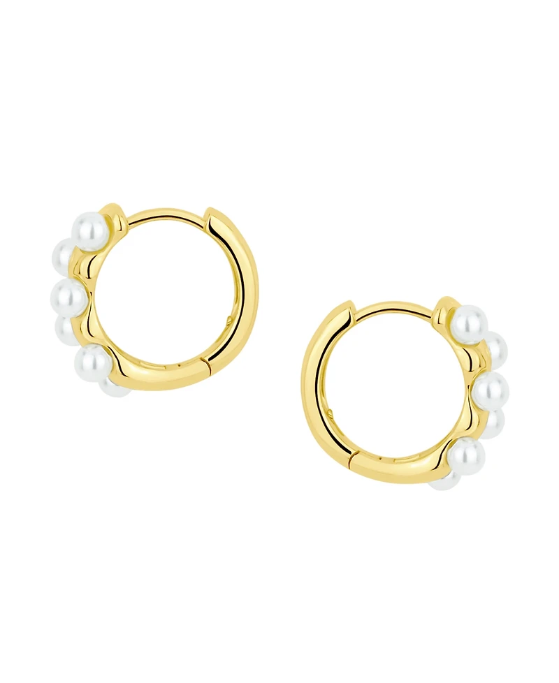 And Now This Simulated Cultivated Pearl Hinged Hoop Earrings