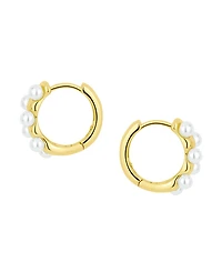 And Now This Simulated Cultivated Pearl Hinged Hoop Earrings