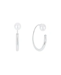 And Now This Simulated Cultivated Pearl Front Back Hoop Earrings