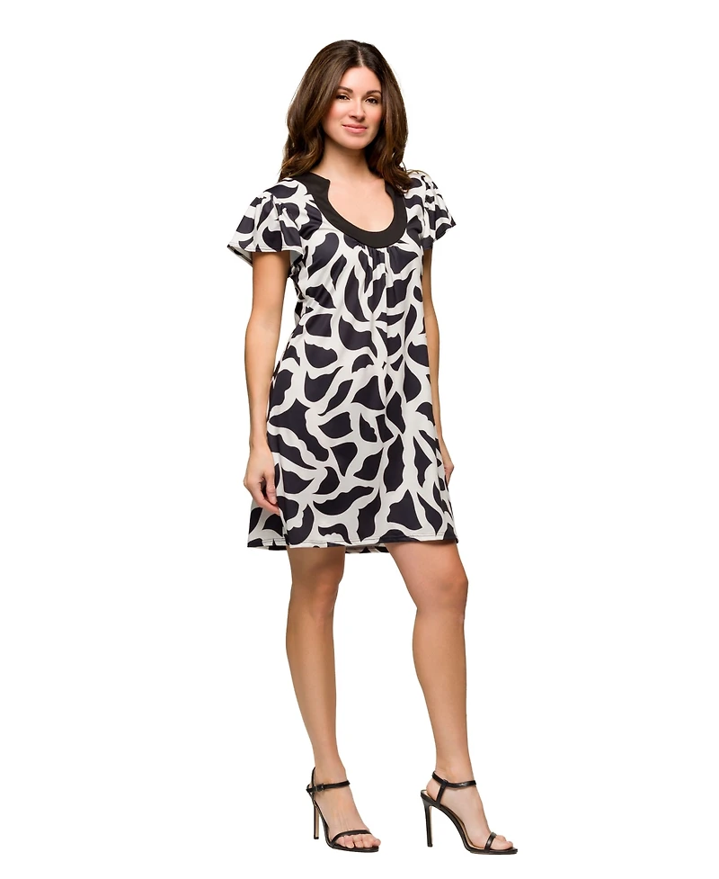 24seven Comfort Apparel Women's Short Sleeve Scoop Neck Mini Dress