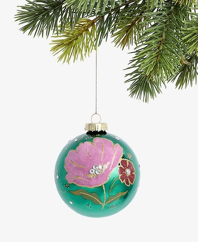 Holiday Lane Enchanted Forest Purple Floral Ball Ornament, Macy's Exclusive
