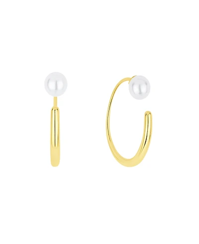 And Now This Simulated Cultivated Pearl Front Back Hoop Earrings