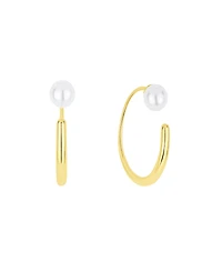 And Now This Simulated Cultivated Pearl Front Back Hoop Earrings