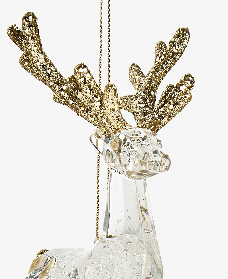 Holiday Lane Iced Delight Clear And Gold Deer Ornament, Macy's Exclusive