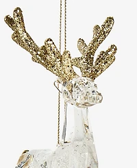 Holiday Lane Iced Delight Clear And Gold Deer Ornament, Macy's Exclusive