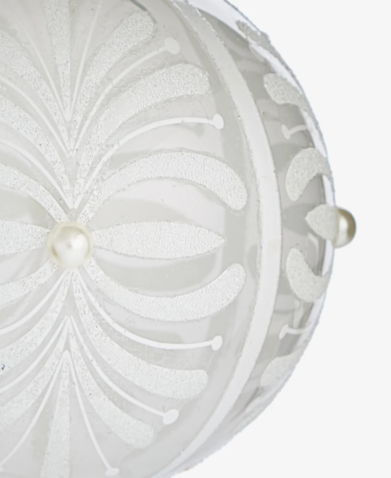 Holiday Lane Iced Delight White Glitter Decor Ball Ornament, Macy's Exclusive