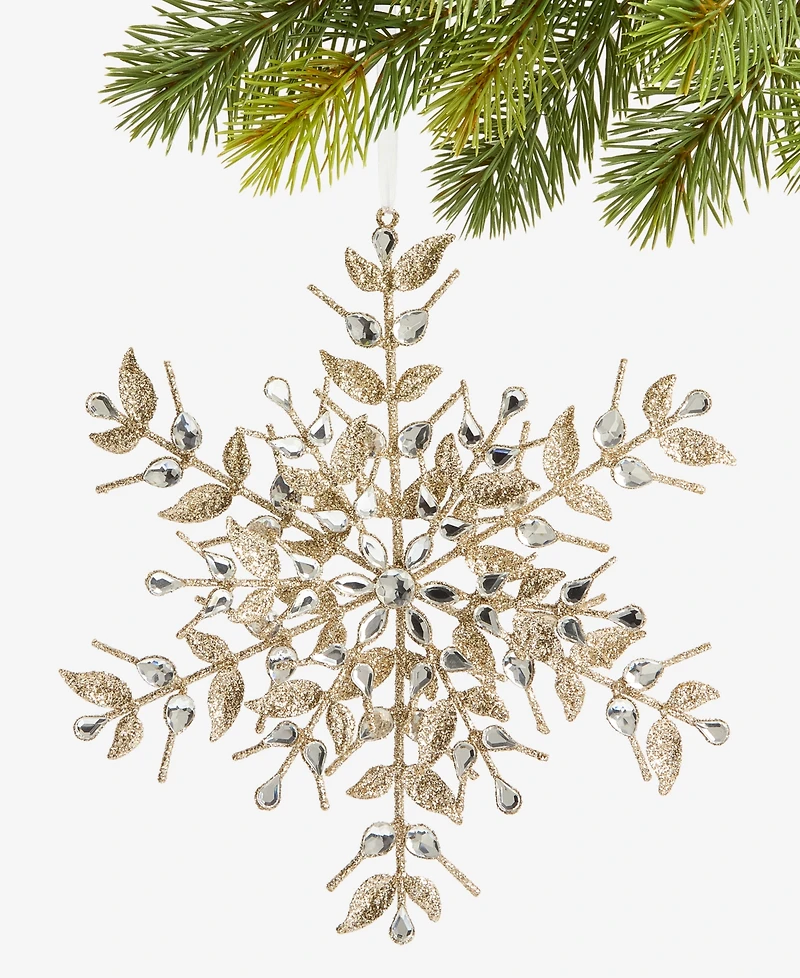 Holiday Lane Jeweled Classics Gold Snowflake Ornament, Macy's Exclusive