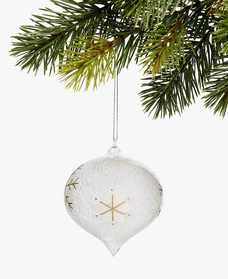 Holiday Lane Iced Delight Glass Snowflake Onion Ornament, Macy's Exclusive