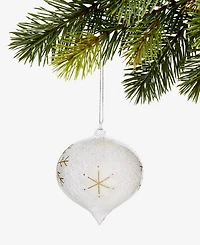 Holiday Lane Iced Delight Glass Snowflake Onion Ornament, Macy's Exclusive