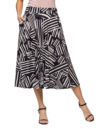 24seven Comfort Apparel Women's Elastic Waist Pocket Midi Skirt