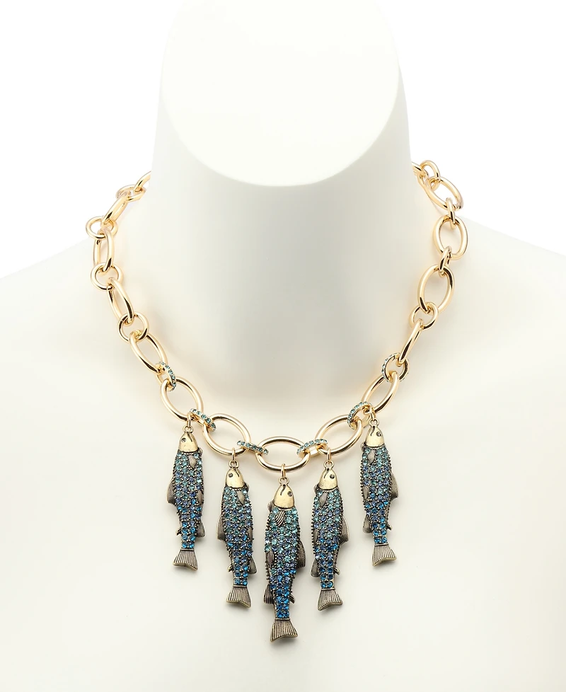 Betsey Johnson Mermaid Jewels Fish Charm Bib Necklace
