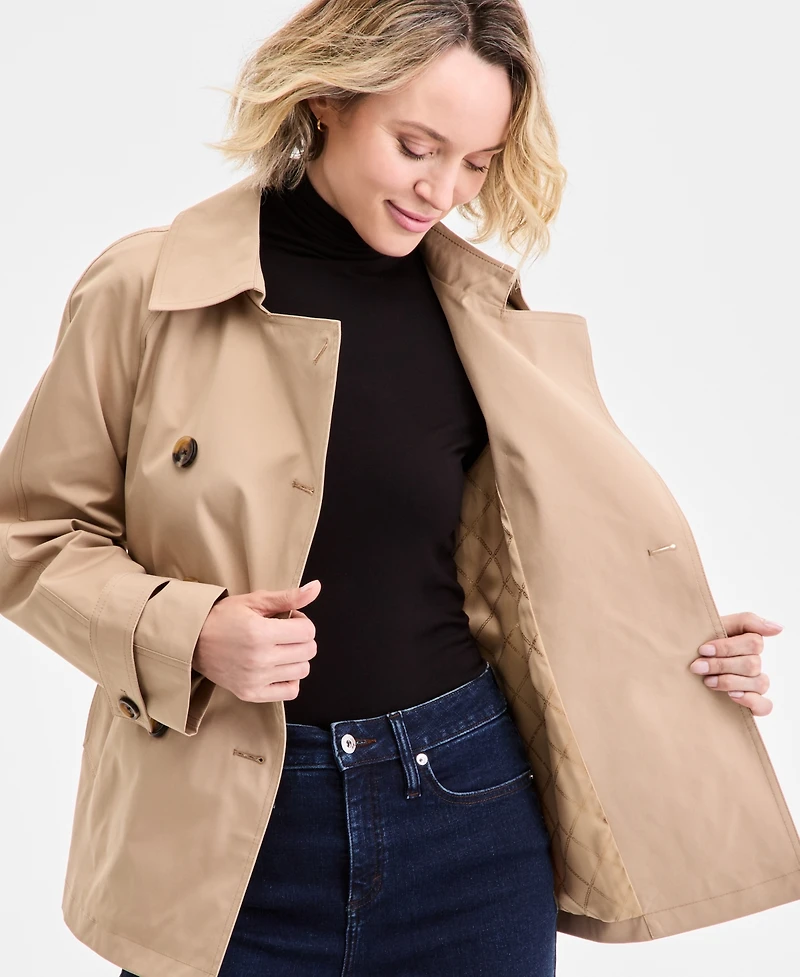 Michael Kors Women's Short Double-Breasted Trench Coat