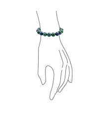 Bling Jewelry Set of 2 Natural Bead Blue Azurite Multi Color Jasper 12MM Stretch Bracelet