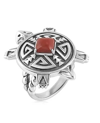 Sterling Silver Red Jasper Fritz Casuse Split Shank Turtle Ring