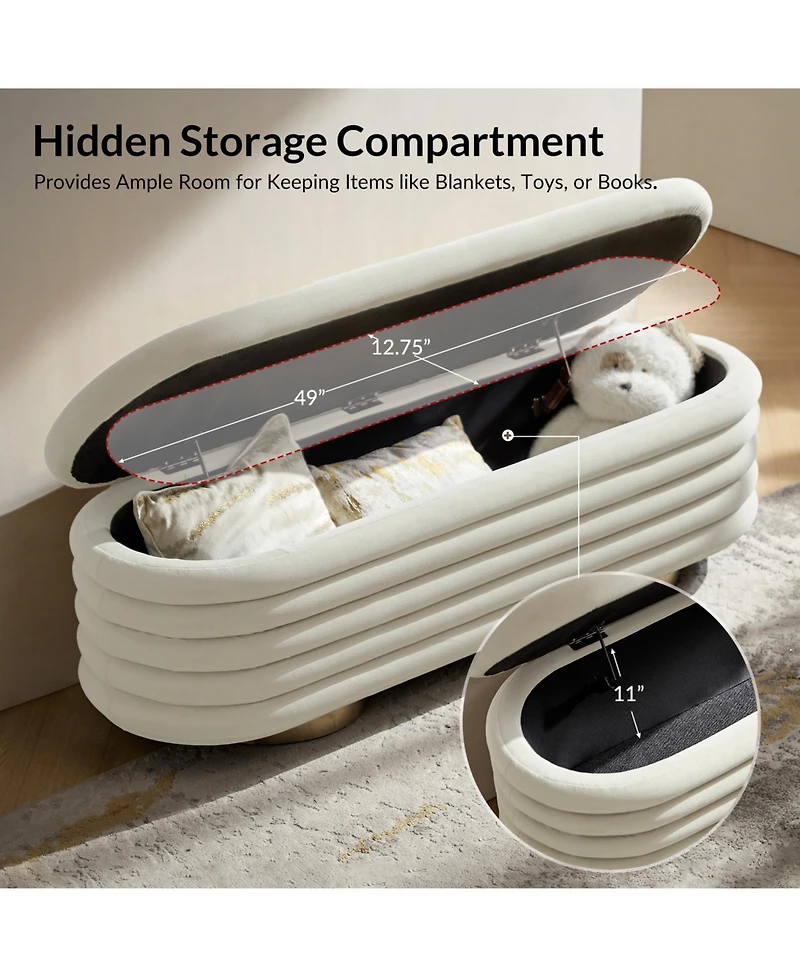 Rupert Bench with Gold-finished Metal Legs