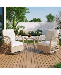 Mondawe 3-piece Outdoor Chair&Table Set Chat 2-person Rattan Seating Group