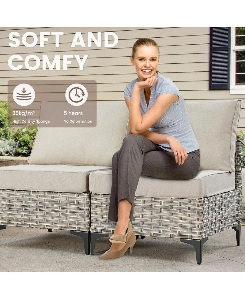 Xizzi 10 Piece Outdoor Patio Furniture with Swivel Rocking Chairs,All Weather Rattan Wicker Sectional Coversation Set Solar Coffee Table, Single