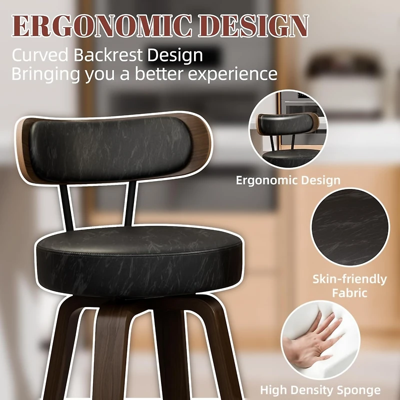 Dyhome 24 inches Bar Stools Set of 3, Modern Counter Height with Wood Back, Boucle Fabric Upholstered Barstools for Home, Cafe